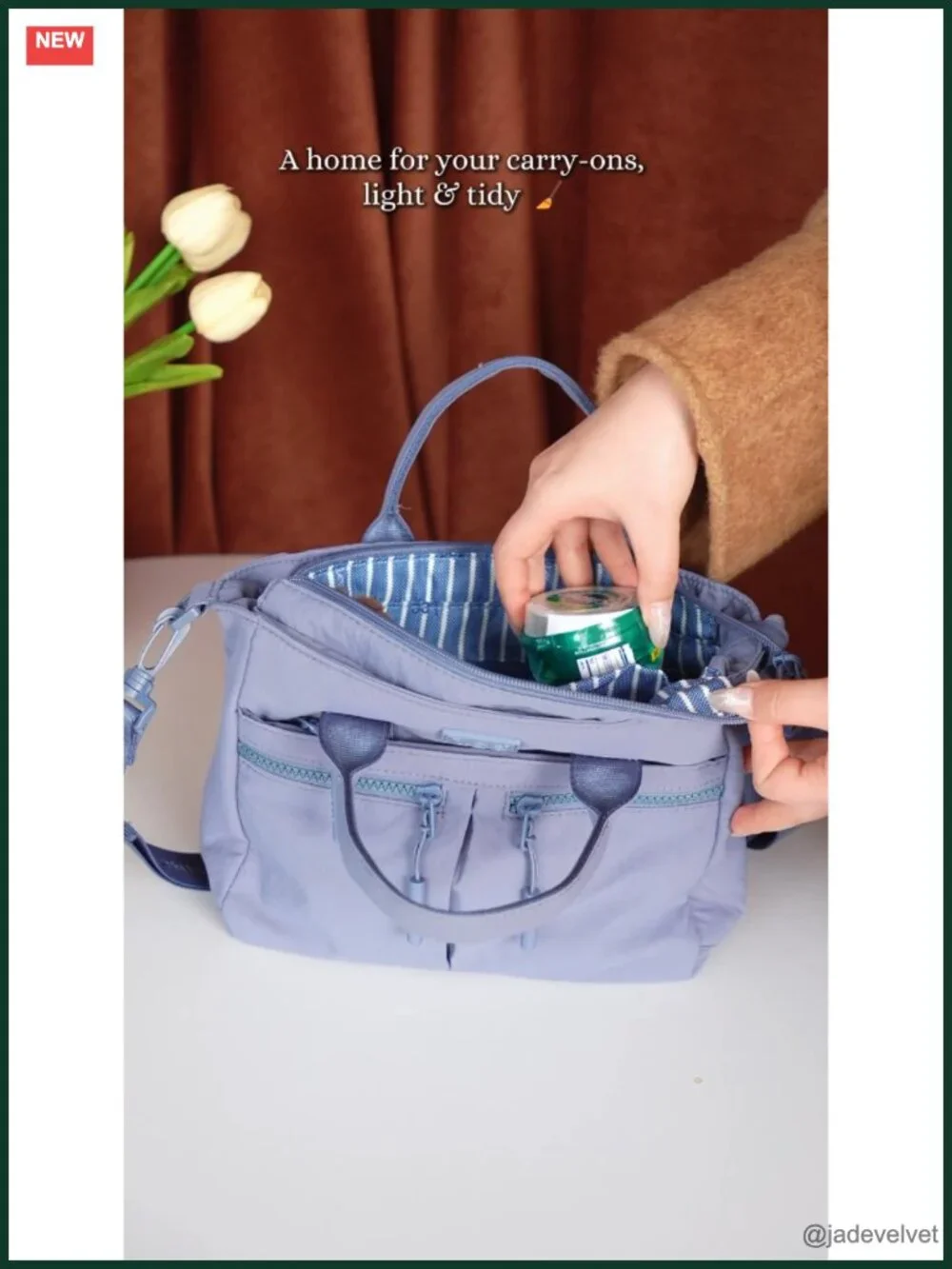 Waterproof Nylon Tote Bag with Multiple Pockets Crossbody
